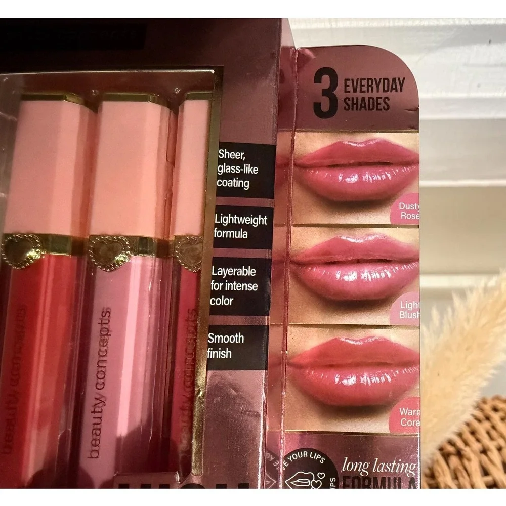 Beauty Concepts - High Shine Lip Gloss Collection - NIB!Set Pink Coral‎ NIB